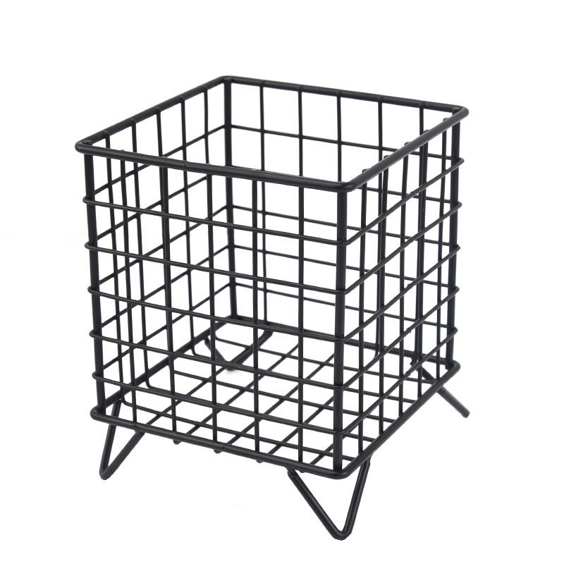 Storage Basket Stainless Steel Mesh Open Design Storage Container for Home Office Dorm Black