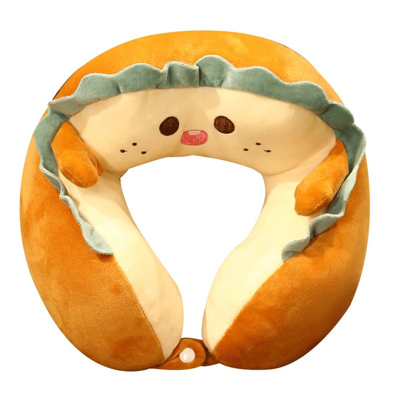 U Shaped Neck Pillow Portable Cute Head Pillow for Office Nap Travel Car Sleeping Lovely Bread