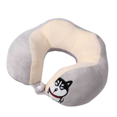 U Shaped Neck Pillow Portable Cute Head Pillow for Office Nap Travel Car Sleeping Double Embroidery Dog