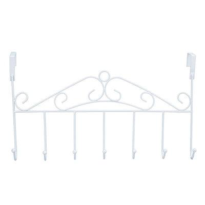 Over The Door Hook Rack Detachable 7 Hooks Door Hanger Organizer for Towels Handbags Coats White