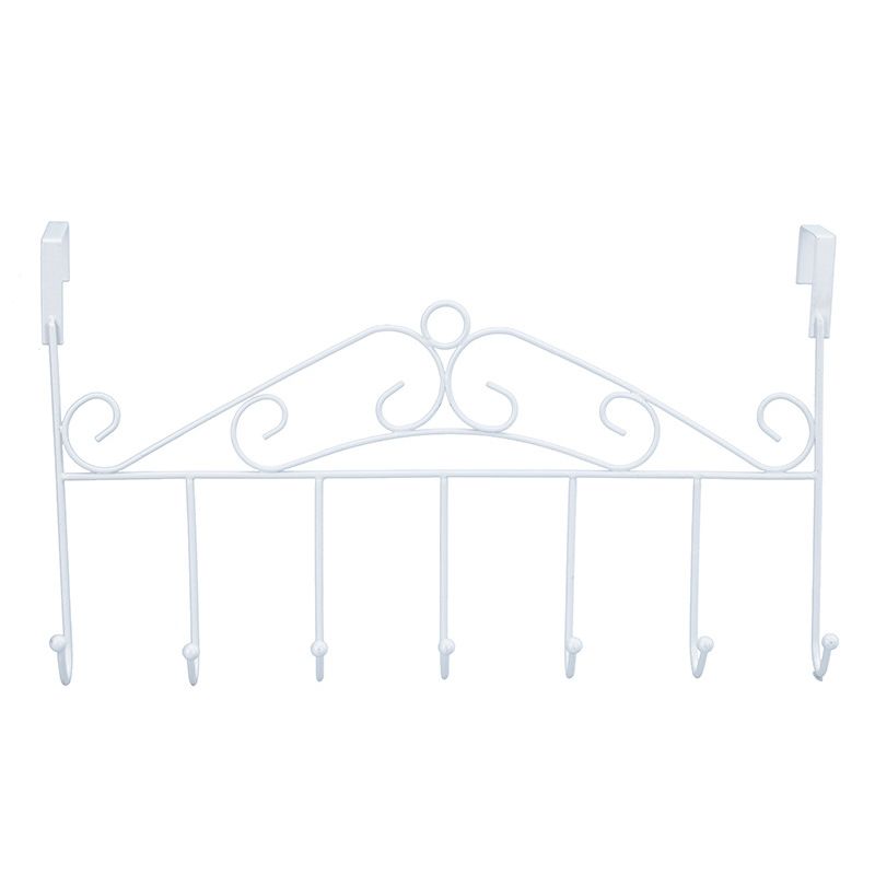 Over The Door Hook Rack Detachable 7 Hooks Door Hanger Organizer for Towels Handbags Coats White