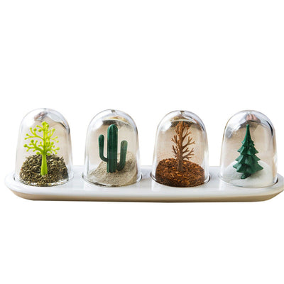 4pcs Seasoning Storage Container Innovative Cute Design Seasoning Shaker Kitchen Spice Jar Set for Home Plant