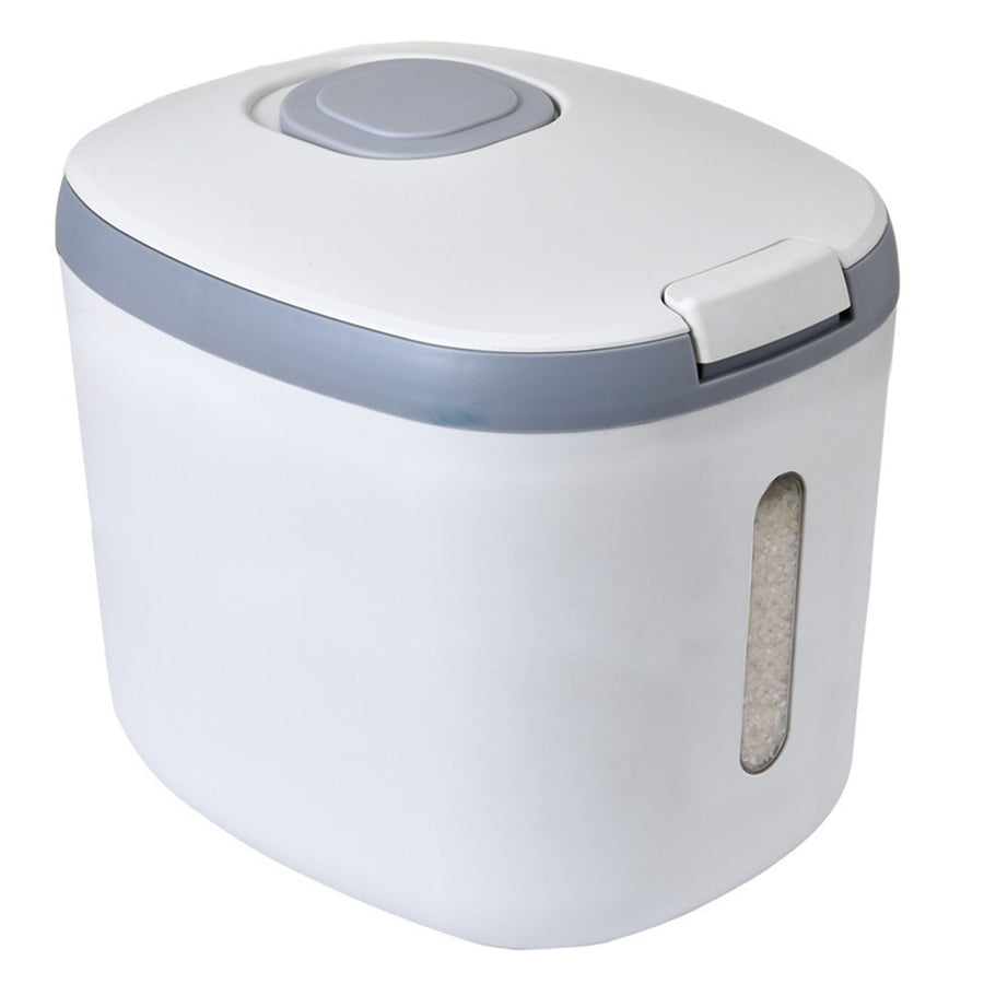 Rice Barrel Storage Box House Sealing Strong Bearing Plastic Flour Tank Can Kitchen Accessories Grey 10KG