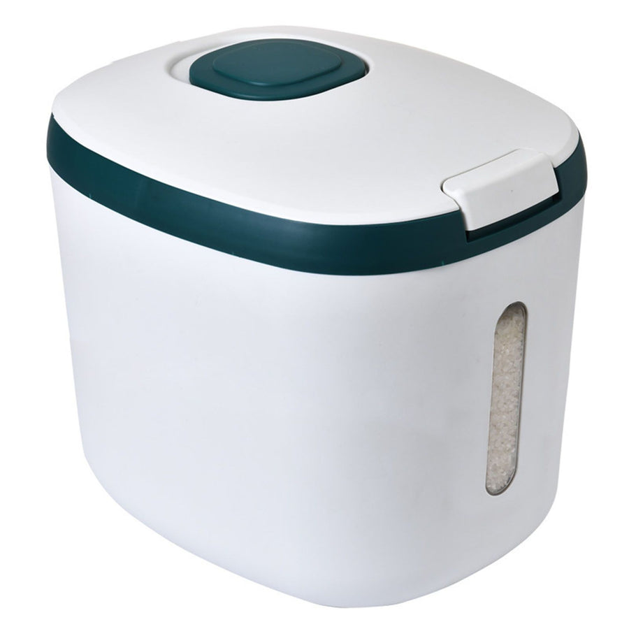 Rice Barrel Storage Box House Sealing Strong Bearing Plastic Flour Tank Can Kitchen Accessories Green 10KG