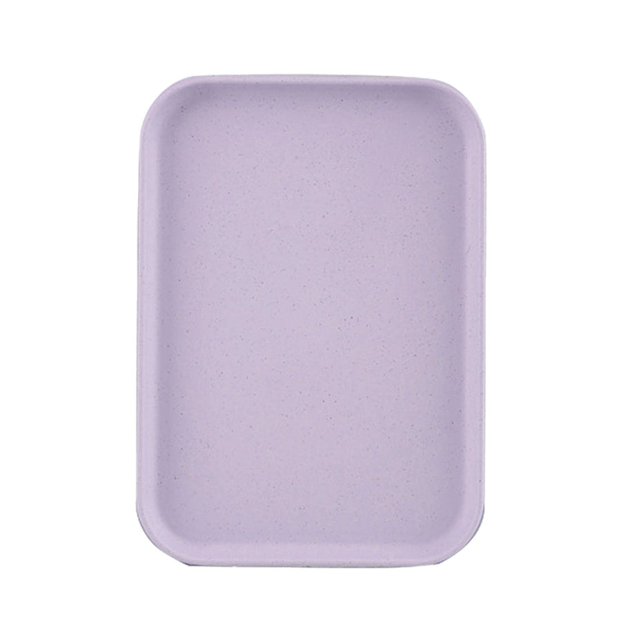 Kitchen Serving Tray Wheat Straw Rectangular Nordic Style Cupcake Fruit Snack Tea Tray for Home Office Restaurant Purple L (Approx. 38x27cm / 15.0x10.6in)