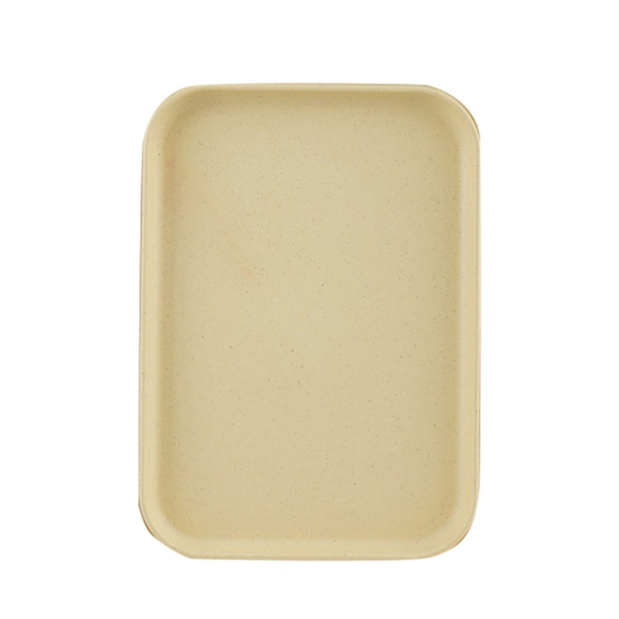 Kitchen Serving Tray Wheat Straw Rectangular Nordic Style Cupcake Fruit Snack Tea Tray for Home Office Restaurant Yellow L (Approx. 38x27cm / 15.0x10.6in)
