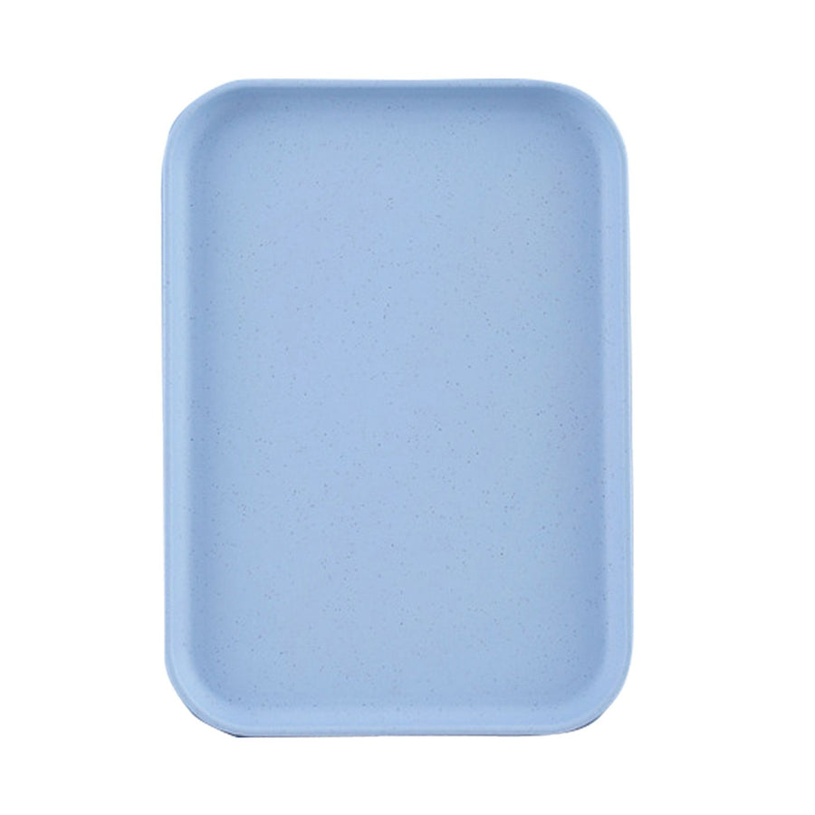 Kitchen Serving Tray Wheat Straw Rectangular Nordic Style Cupcake Fruit Snack Tea Tray for Home Office Restaurant Light Blue L (Approx. 38x27cm / 15.0x10.6in)