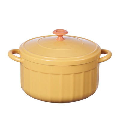 Noodles Bowl with Lid Binaural Noodles Bowl Home Dorm Student Covered Bowl Large Yellow