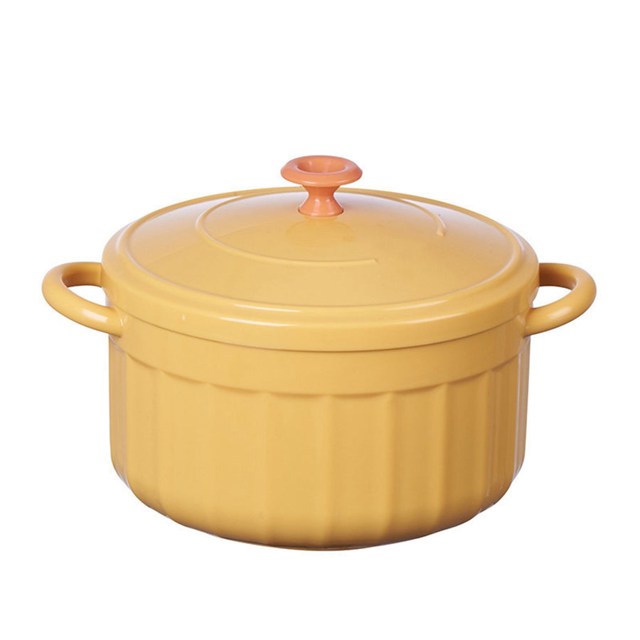 Noodles Bowl with Lid Binaural Noodles Bowl Home Dorm Student Covered Bowl Large Yellow
