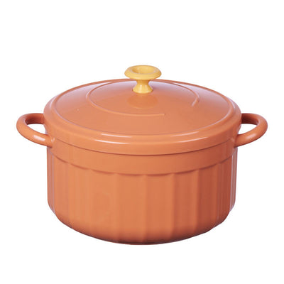 Noodles Bowl with Lid Binaural Noodles Bowl Home Dorm Student Covered Bowl Large Orange