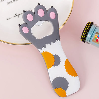 Cat Paw Bottle Opener Multifunctional Cute Cartoon Vibrant Colors Magnet Silicone Bottle Opener with Fridge Magnet for Home Gray Dot