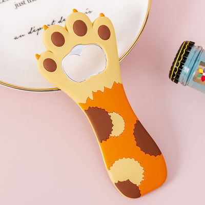 Cat Paw Bottle Opener Multifunctional Cute Cartoon Vibrant Colors Magnet Silicone Bottle Opener with Fridge Magnet for Home Yellow Dot