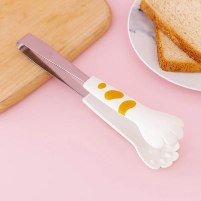 Kitchen Cooking Tong Cute Cat Paw Shape Stainless Steel Small Salad Barbecue Food Tong White M