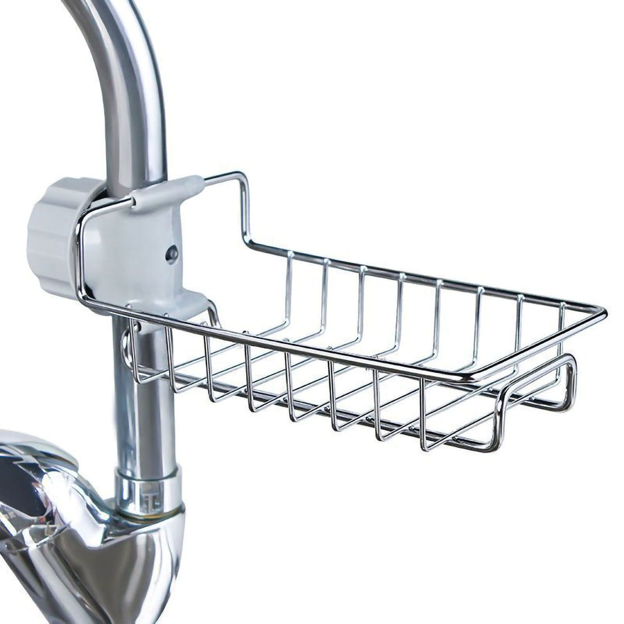Hanging Faucet Drain Rack Organized Storage Hollow Out Breathable Stainless Steel Sink Rack for Kitchen Monolayer