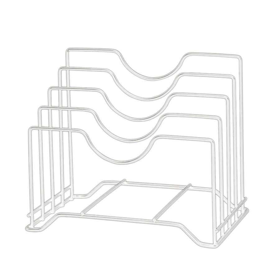 Chopping Board Storage Rack Iron 4 Slots Integrated Pot Lid Holder for Kitchen Countertop White