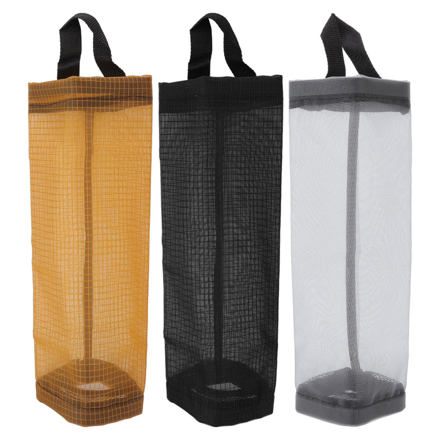 Grocery Bag Holder Large Capacity Durable Polyester Transparent Space Saving Trash Bag Holder for Home Kitchen Yellow