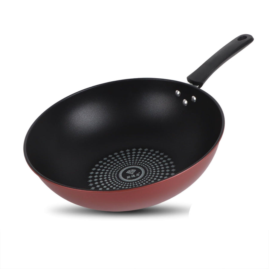 Frying Pan Flat Bottom Cooking Wok Cast Iron Kitchen Ware with Handle for Soup Stew 28cm / 11.02in