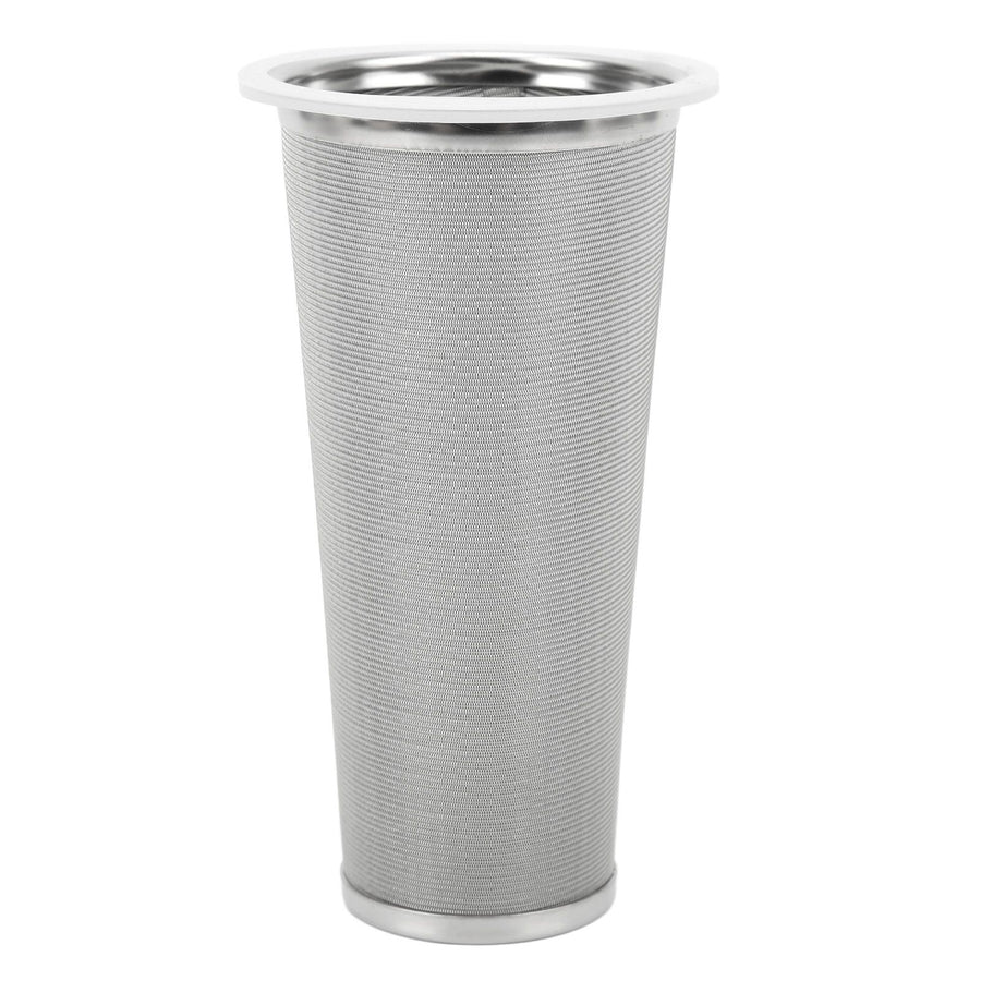 304 Stainless Steel Cold Brew Coffee Filter Cone Mesh with White Rubber Circle Coffee Brew Infuser for Fruit Drink 8x15cm/3.1x5.9in