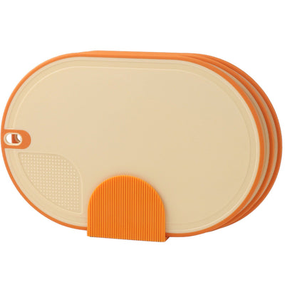 Cutting Board Food Grade Double Sided Prevent Slip Plastic Chopping Board with Holder Base for Meat Vegetable 3pcs Orange