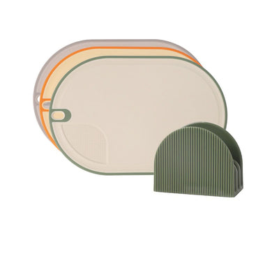 Cutting Board Food Grade Double Sided Prevent Slip Plastic Chopping Board with Holder Base for Meat Vegetable 3pcs 3 Mix Color