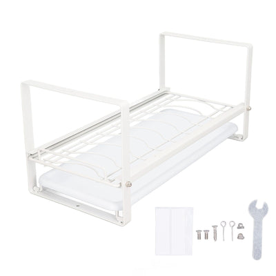 Kitchen Cabinet Storage Shelf Rack Bowls Dishes Plates Drainboard Holder Rustproof Nonslip for Counter Cupboard Pantry White