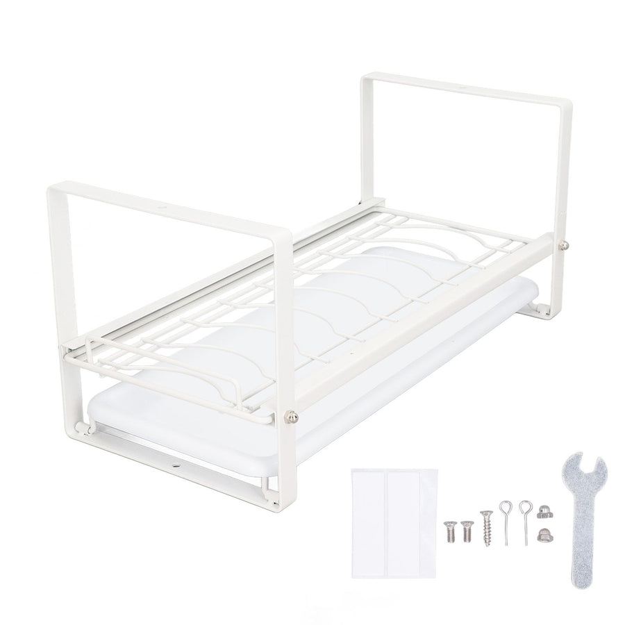 Kitchen Cabinet Storage Shelf Rack Bowls Dishes Plates Drainboard Holder Rustproof Nonslip for Counter Cupboard Pantry White