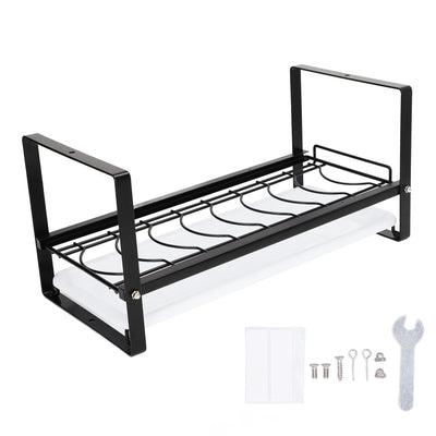 Kitchen Cabinet Storage Shelf Rack Bowls Dishes Plates Drainboard Holder Rustproof Nonslip for Counter Cupboard Pantry Black