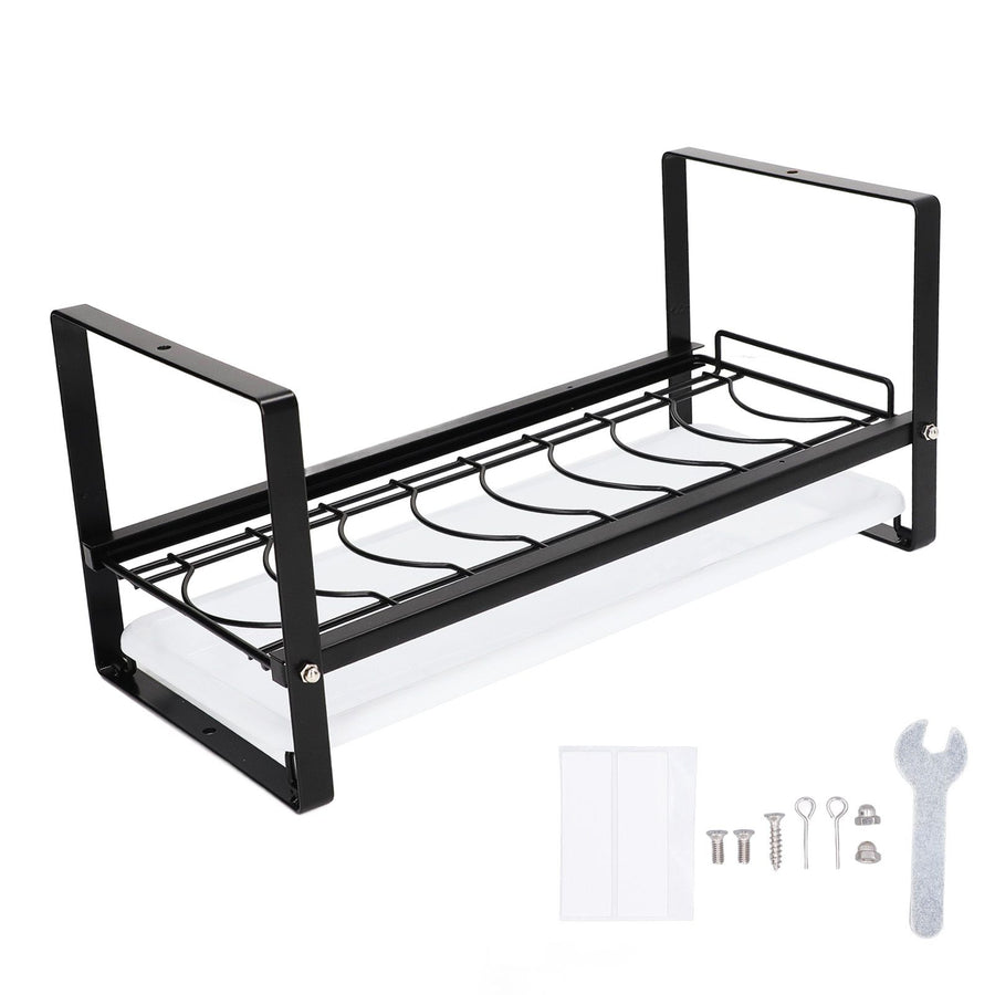 Kitchen Cabinet Storage Shelf Rack Bowls Dishes Plates Drainboard Holder Rustproof Nonslip for Counter Cupboard Pantry Black