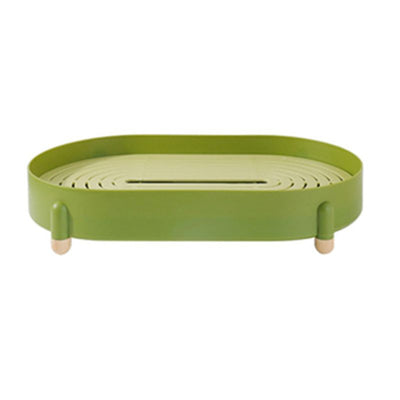 Tea Tray Simple Double Layer Pure Color Uniform Draining Holes Detachable Design Plastic Tea Tray Serving Green