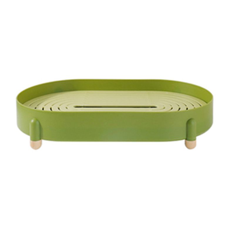Tea Tray Simple Double Layer Pure Color Uniform Draining Holes Detachable Design Plastic Tea Tray Serving Green