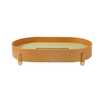 Tea Tray Simple Double Layer Pure Color Uniform Draining Holes Detachable Design Plastic Tea Tray Serving Brown