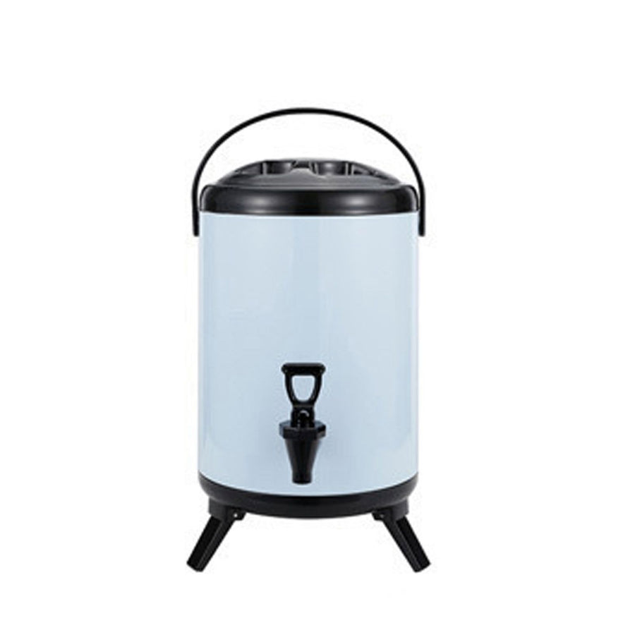 Insulated Hot and Cold Beverage Dispenser Bucket Stainless Steel Beverage Dispenser with Spigot for Milk Tea 8L Light Blue