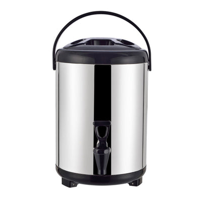 Insulated Hot and Cold Beverage Dispenser Bucket Stainless Steel Beverage Dispenser with Spigot for Milk Tea 8L Steel Color (Black Cover)