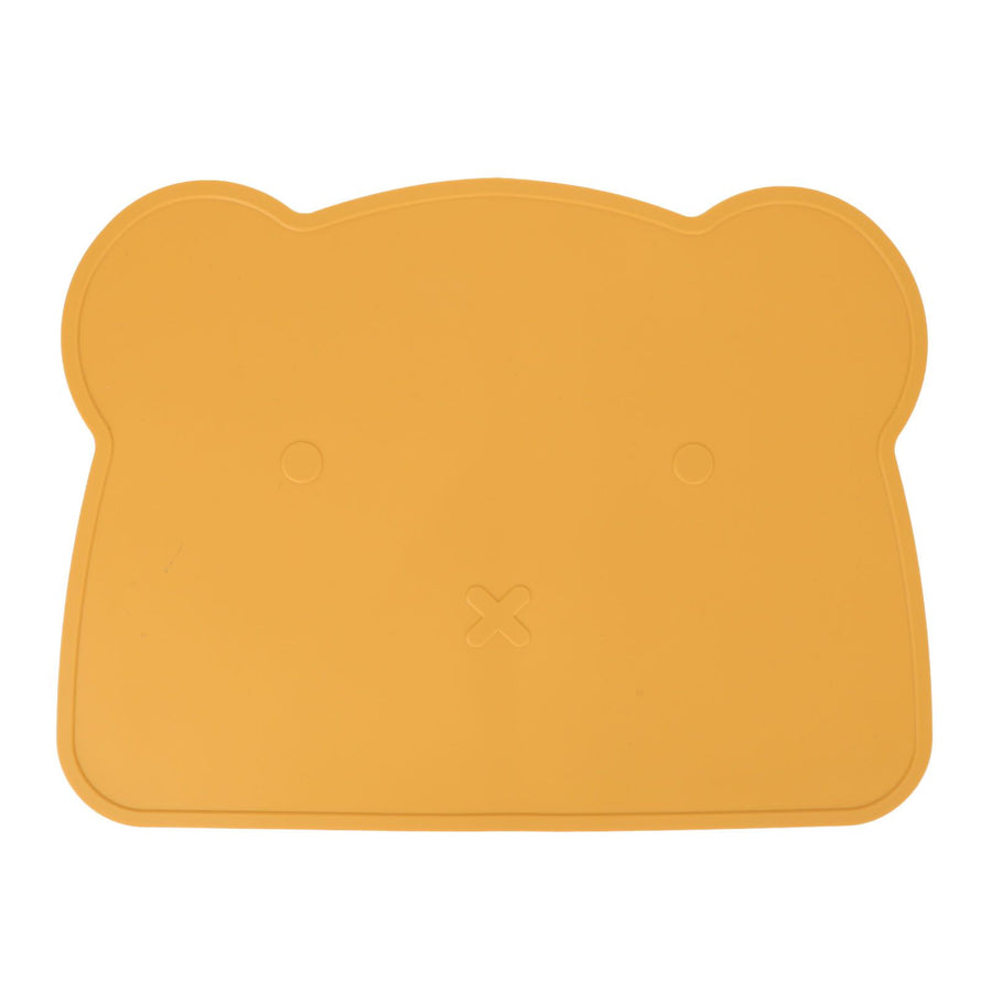 Silicone Placemat Thicken Heat Insulation Anti Slip Soft Elastic Silicone Bear Placemat for Home Hotel Restaurant Yellow