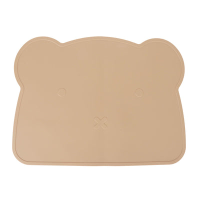 Silicone Placemat Thicken Heat Insulation Anti Slip Soft Elastic Silicone Bear Placemat for Home Hotel Restaurant Brown