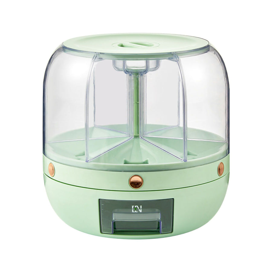 Grains Storage Box Rotatable Transparent Large Capacity Divided Bath Rice Tank Box for Kitchen