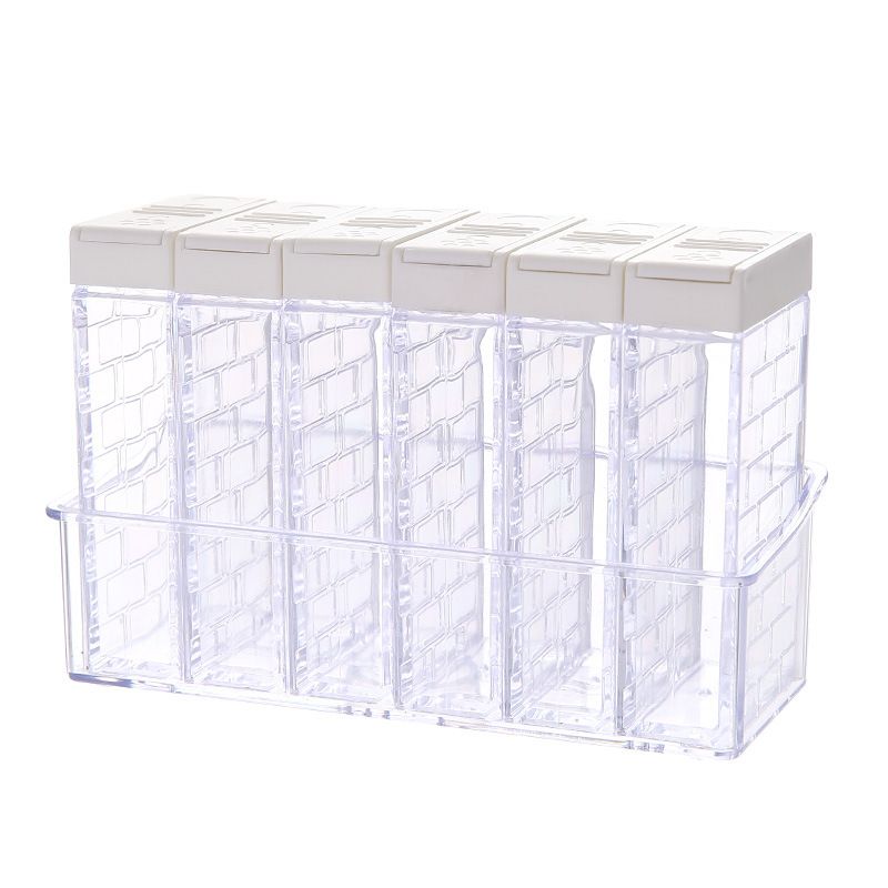Condiment Storage Tank Transparent Two Way Opening Lid Spice Dispenser for Kitchen White