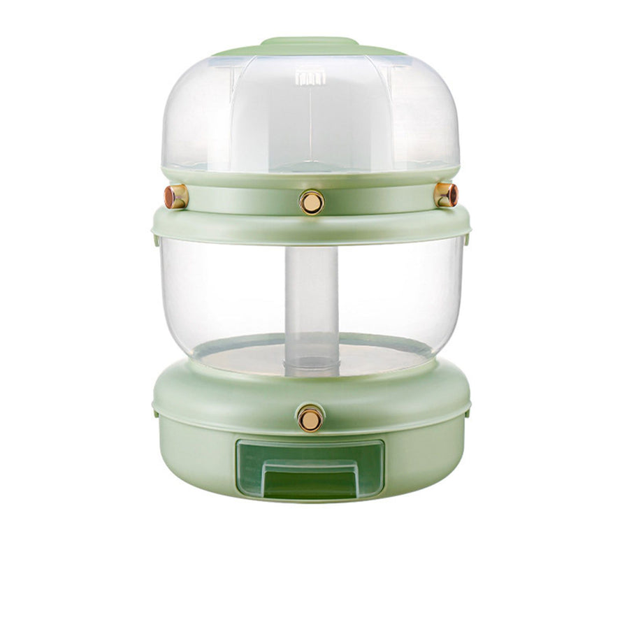 Grains Storage Box Rotatable Sealed Divided Button Rice Storage Tank for Kitchen Home Light Green