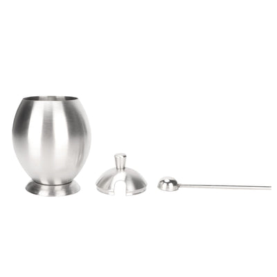 Egg Shaped Condiment Container Stainless Steel with Spoon Oval Condiment Jar For Spice Sugar Kitchen Resturant