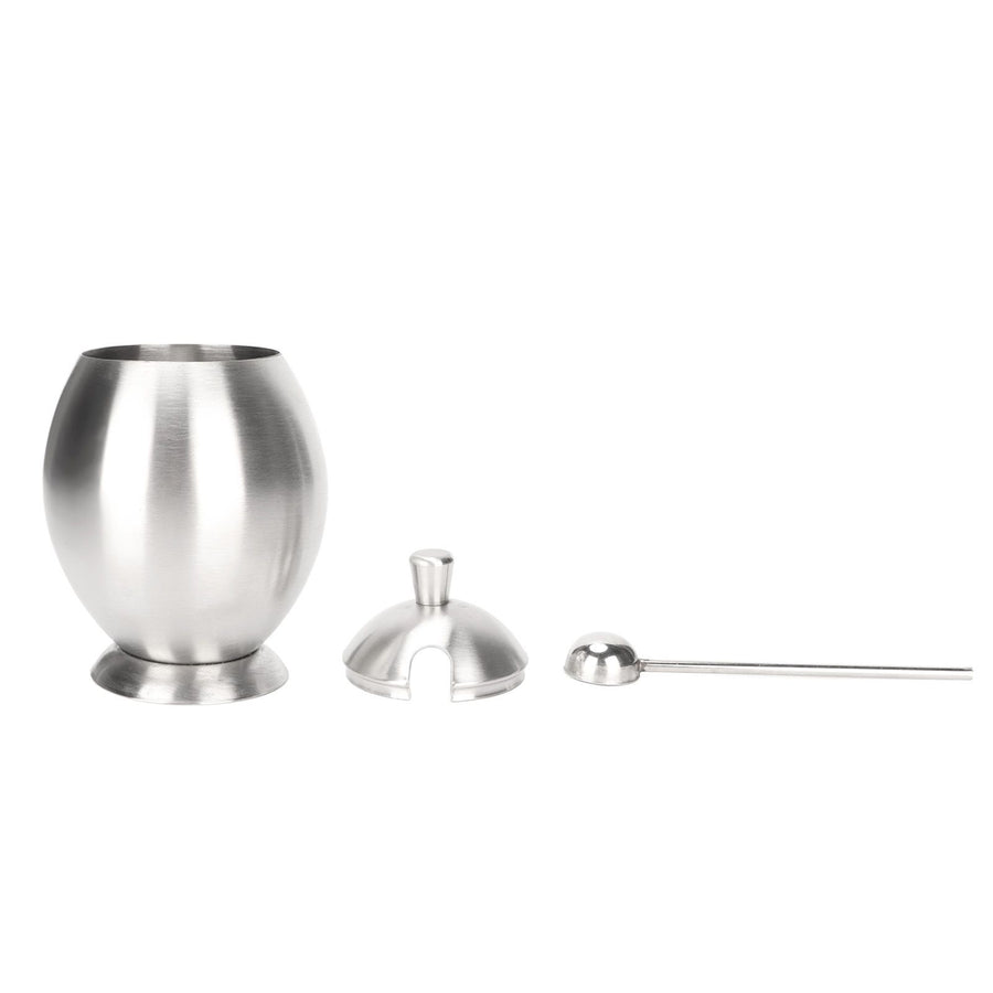 Egg Shaped Condiment Container Stainless Steel with Spoon Oval Condiment Jar For Spice Sugar Kitchen Resturant