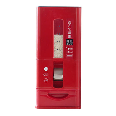 Rice Dispenser Transparent Clear Scale Funnel Type Dust Proof Household Rice Bucket for Soybean Oatmeal L Red 7.1 X 16.3 X 16.1in