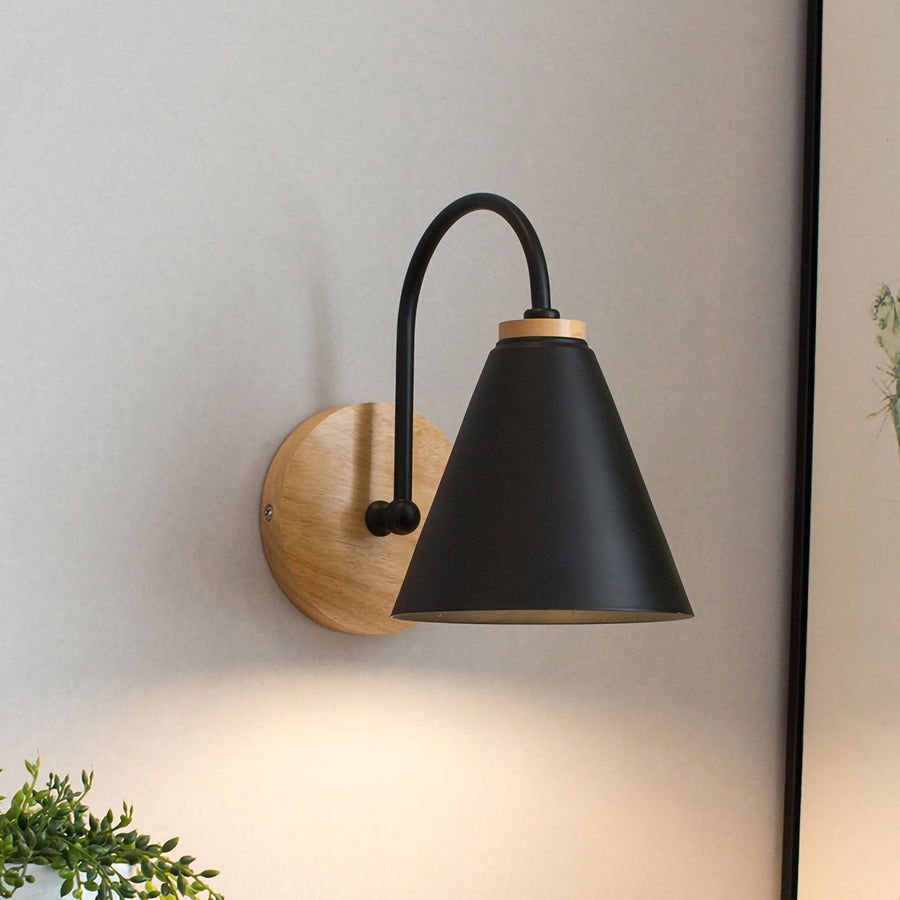 Wall Lamp Curved Simple Antirust Living Room Corridor Study Bedroom Bedside Wall Sconce for Decoration No Light Source Black