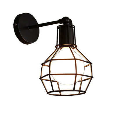 Vintage Metal Light Cage Wall Mount Lamp Shade Frame Industrial Style for Aisle Corridor Bulb Not Included Type A