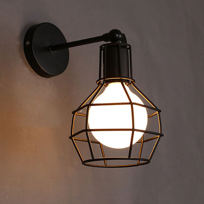 Vintage Metal Light Cage Wall Mount Lamp Shade Frame Industrial Style for Aisle Corridor Bulb Not Included Type B