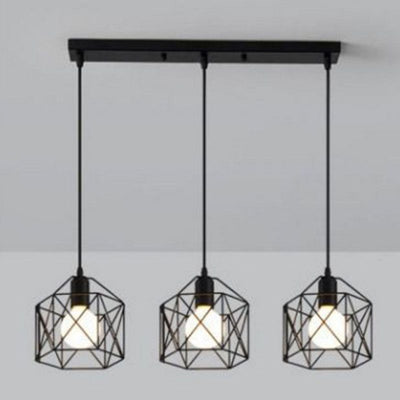 Pendant Light Modern Simple Style Industrial Robust Small Chandelier Hanging Light for Bedroom Aisle 3 Headed Straight Plate No Bulb