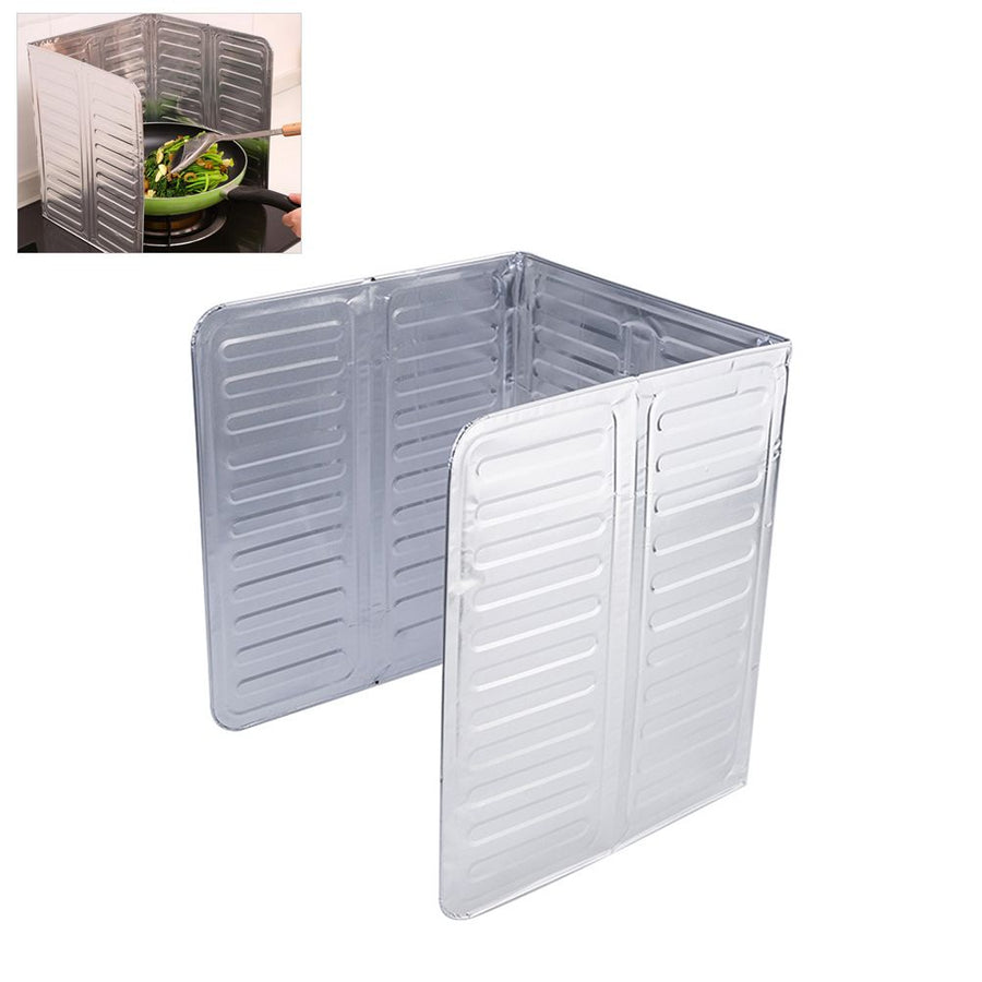 3 Sided Splatter Guard Kitchen Splatter Shield Foldable Oil Proof Plate Board Aluminum Foil Oil Guard