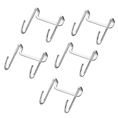 5pcs 304 Stainless Steel Cupboard Drawer Dual Hook Cabinet Hanger Towel Hooks Over Door Hooks for Clothes Hangers