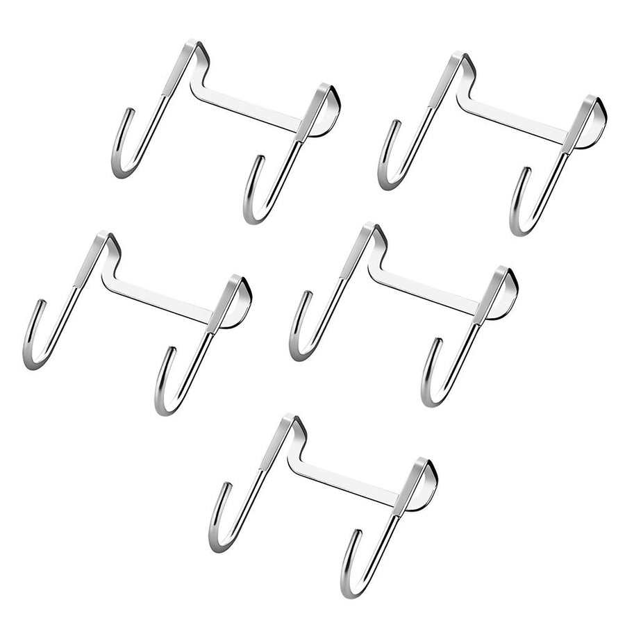 5pcs 304 Stainless Steel Cupboard Drawer Dual Hook Cabinet Hanger Towel Hooks Over Door Hooks for Clothes Hangers