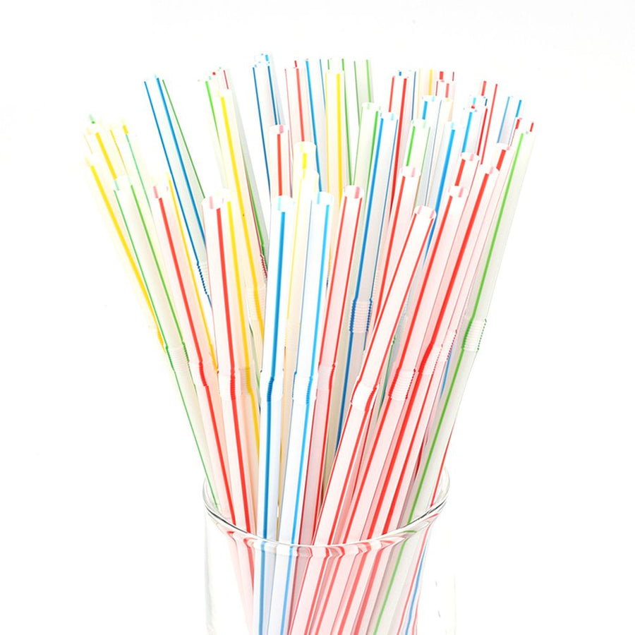 100PCS Disposable Drinking Straws Flexible Plastic Straws Practical Soy Milk Straw for Home Party Activity