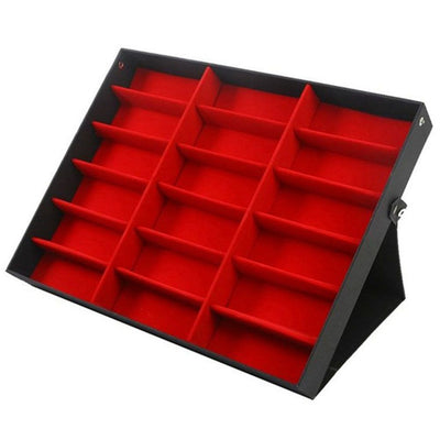 18 Grids PU Leather Eyeglass Glass Display Storage Cases Folding Cover Sunglasses Box Organizer Holder